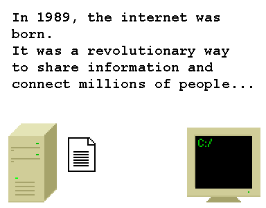 in 1989 the internet was born, it was a revolutionary way to share information and connect milions of people